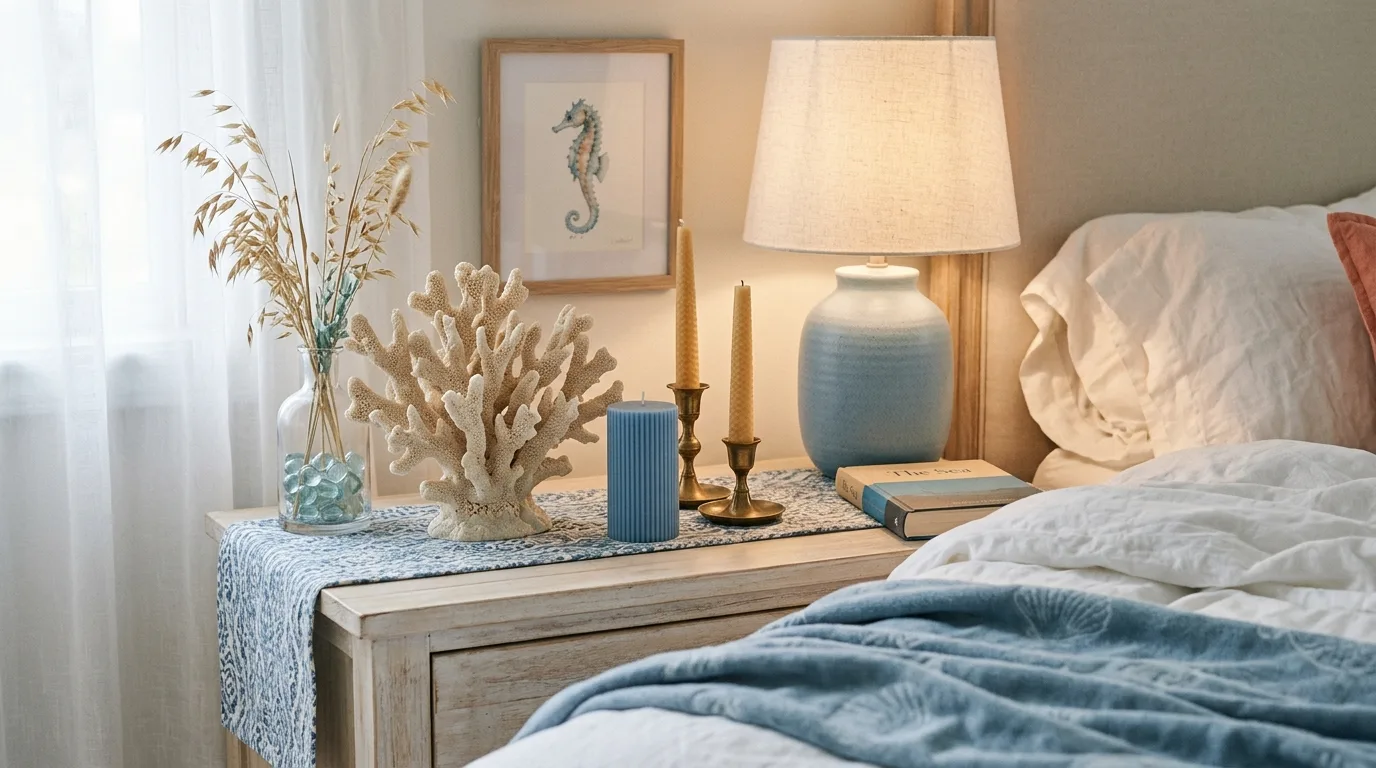 Layer striped textiles only where they add calm rhythm inspiration for a coastal bedroom.
